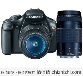 超值！佳能 Canon EOS Rebel T3 12.2MP CMOS单反相机（600D） 配18-55mm IS II镜头+佳能EF 75-300mm的f/4-5.6 III变焦镜头，美国Amazon$538，海淘到手约￥3550，国内售价￥4500