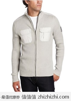 超值！Calvin Klein 男士纯棉条纹拉链开衫毛衣 美国Amazon白色款 $39.99 海淘到手约￥299