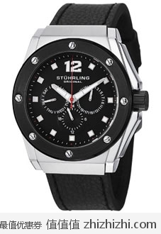 Stuhrling Original 469.33151 男士不锈钢真皮腕表，美国Amazon $59.99，海淘到手约￥424