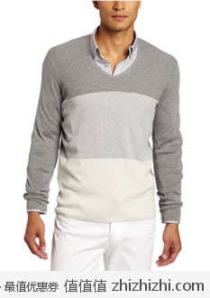 商务男必备！Calvin Klein 男士时尚鸡心领毛衣，美国Amazon $49.94，海淘到手约￥360