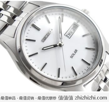精工 Seiko SNE031 男士不锈钢太阳能动力腕表，美国Amazon $78.24，海淘到手约￥530