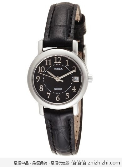 天美时 Timex T2N335 女士真皮不锈钢石英夜光腕表，美国Amazon $28.62，海淘到手约￥228