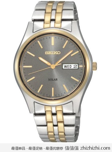 精工 Seiko SNE042 男士太阳能动力不锈钢腕表，美国Amazon $84.5，海淘到手约￥569