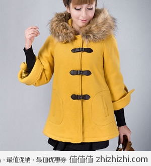 2012秋冬新品女式韩版毛领连帽斗篷大衣 天猫最低154.7包邮