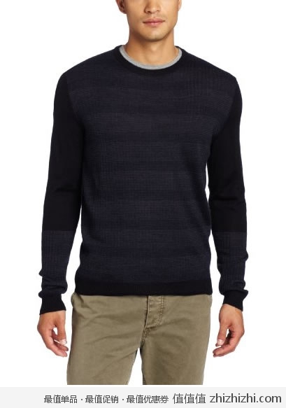 Calvin Klein 男士条纹羊毛混纺毛衣，美国Amazon折后最低 $38.35，海淘到手约￥288
