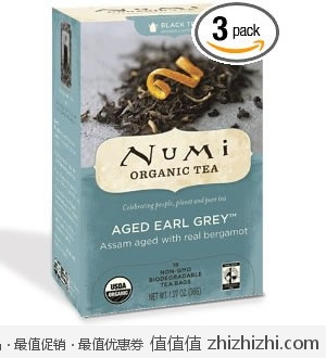 茶香！美产 Numi 佛手柑全叶有机红茶，3盒装（18包/盒）1.27oz约36g/盒，美国Amazon SS后 $13.32（<font color=#ff6600>平均每包1.6元人民币</font>）