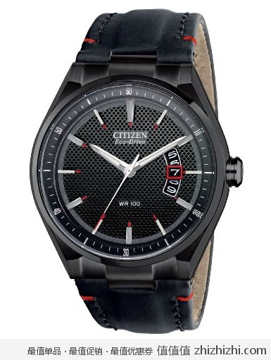 西铁城 Citizen 男士真皮离子电镀光功能腕表，美国Amazon $180，海淘到手约￥1170