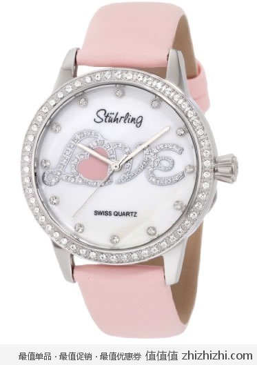 Stuhrling Original 519L.1115A7 女士施华洛世奇水晶真皮石英腕表，美国Amazon $49，海淘到手约￥355