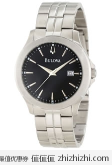 宝路华 Bulova 96X121 男士简约款不锈钢石英腕表，美国Amazon $99.99，海淘到手约￥670