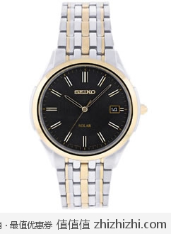 精工 Seiko SNE128 男士不锈钢石英腕表，美国Amazon $92，海淘到手约￥620