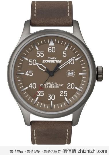 天美时 Timex T49874 男士真皮不锈钢石英腕表，美国Amazon $31.53，海淘到手约￥246