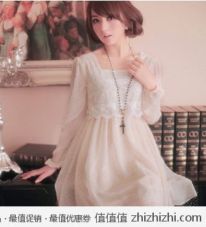 2013春季长袖高腰雪纺连衣裙 淘宝网79包邮