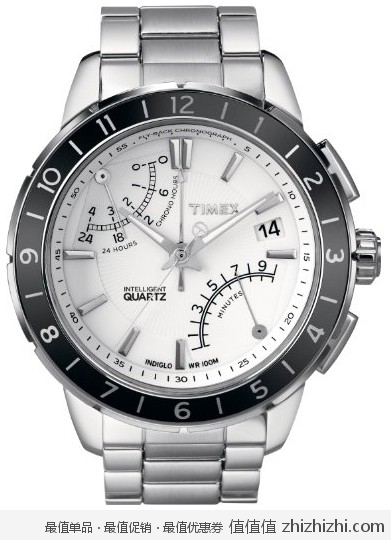 超值！天美时 Timex T2N499 男士不锈钢飞返计时夜光石英腕表，美国Amazon $90，海淘到手约￥610，同款天猫要￥1528！