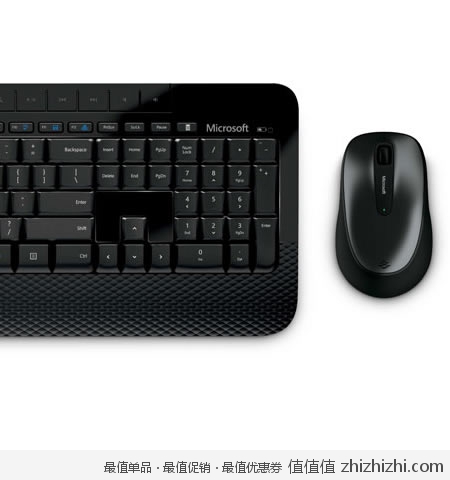 微软（Microsoft）无线桌面键鼠套装2000（黑色） 高鸿99包邮