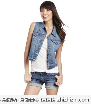 李维斯 Levi's 女士纯棉时尚牛仔马甲，美国Amazon $31.99，海淘到手约￥249