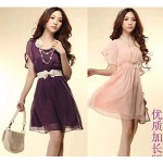 2012新款夏装韩版显瘦复古荷叶边雪纺连衣裙 淘宝网29包邮
