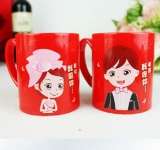 结婚小礼品!夫妻情侣红色仿瓷对杯 天猫8元包邮