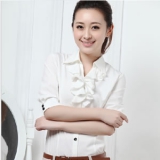 2013女式新款五分袖翻领雪纺衬衫 淘宝网19.5包邮
