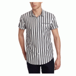 Calvin Klein 男士纯棉条纹短袖衬衫，美国Amazon折后最低 $28.78，海淘到手约￥227