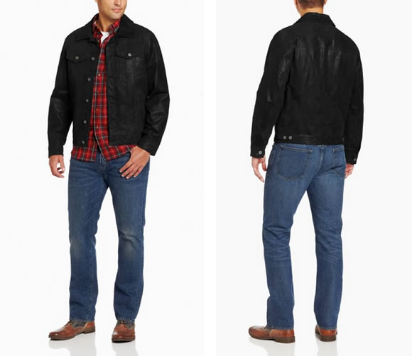 Levi's男士真皮机车夹克