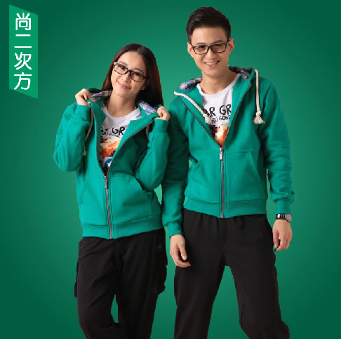 尚二次方情侣韩版休闲连帽开衫卫衣