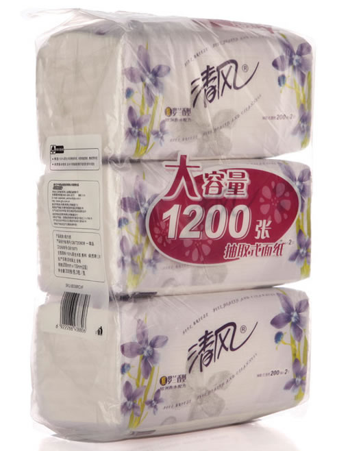 清风紫罗兰香抽纸200抽*3包装