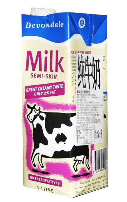 德运部分脱脂牛奶1L*10盒装