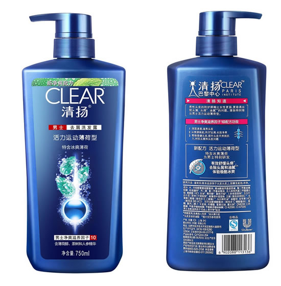 清扬男士去屑洗发露活力运动薄荷型750ml