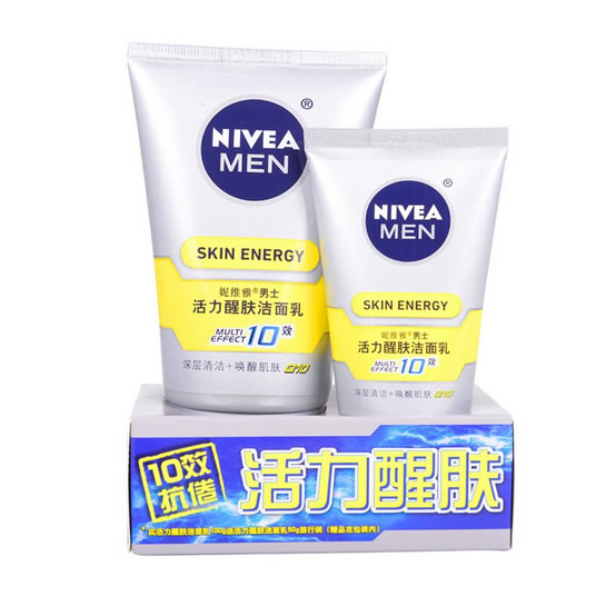 妮维雅男士活力醒肤洁面乳100g+50g 