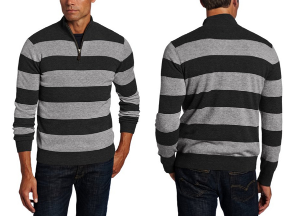 Williams Cashmere 100%纯山羊绒男士条纹毛衣