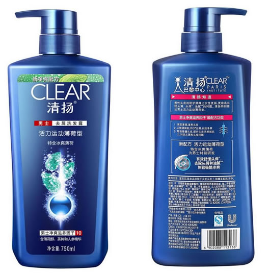 清扬男士活力运动薄荷型洗发露750ml