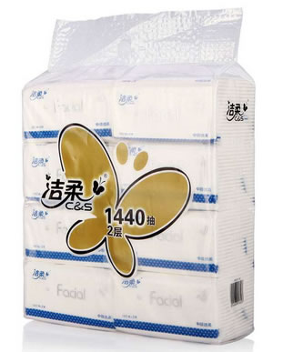 洁柔布艺抽取式纸面巾180抽*8包 
