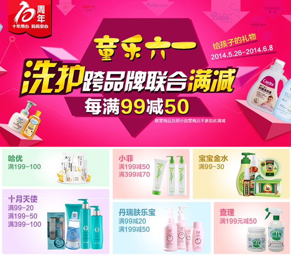 儿童洗护跨品牌联合每满99减50