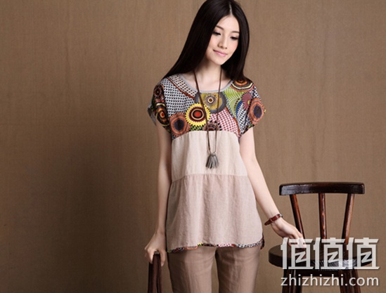 短袖亚麻女士T恤