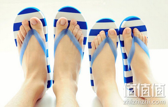 男女情侣夜光条纹人字拖 