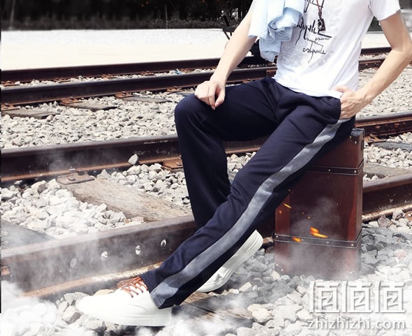 才子秀男士薄款宽松运动裤卫裤