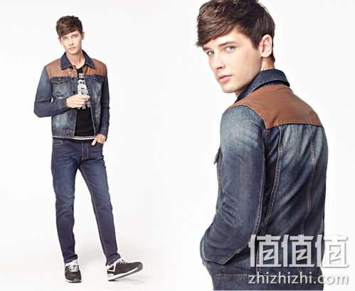 a21男牛仔撞色夹克