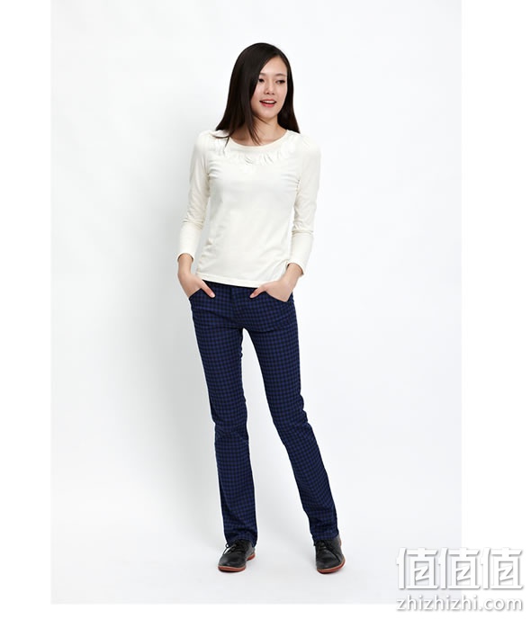 美特斯·邦威 秋装新款女式格子休闲裤