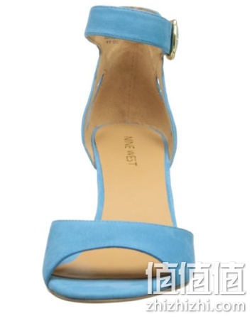 Nine West 玖熙 Floyd 女式真皮踝带坡跟凉鞋