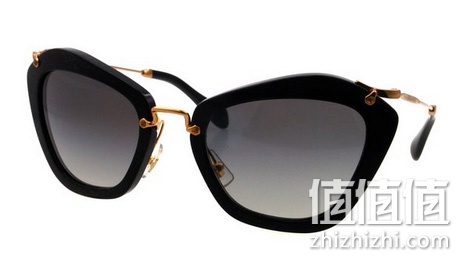 Prada 副牌 Miu Miu 缪缪 10NS 1AB3M1 黑色10NS猫眼太阳镜