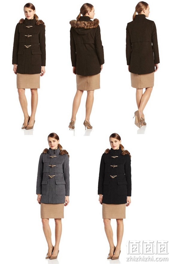 Tommy Hilfiger 汤米•希尔费格女士套索扣羊毛混纺大衣