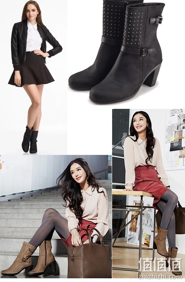 ECCO 爱步 Touch 75 触感75中帮拉链女靴