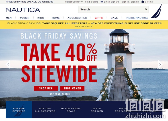 NAUTICA全场40% Off 