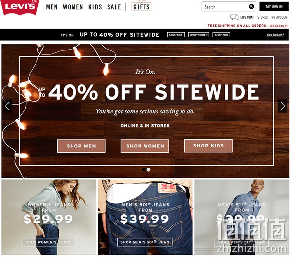 Levis全场高达40% OFF