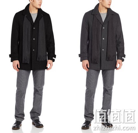 Calvin Klein 卡尔文•克莱恩男士带围巾羊毛大衣