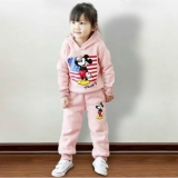 曼曼部落 女童米奇国旗加绒卫衣卫裤套装
