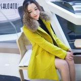 莎兰朵 女士韩版中长款毛呢外套