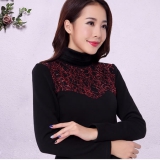 凯尔特公主 高领长袖蕾丝加绒打底衫