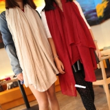 女士纯色棉麻长款围巾