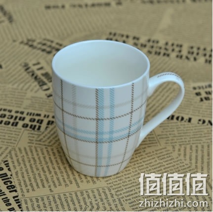 悠瓷蓝色布纹陶瓷杯马克杯